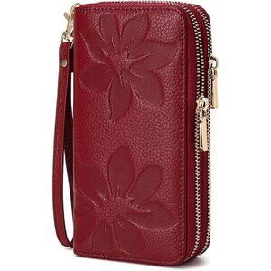 Leather Wallet for Women RFID Blocking Credit Card Holder Phone Purse Wristlet